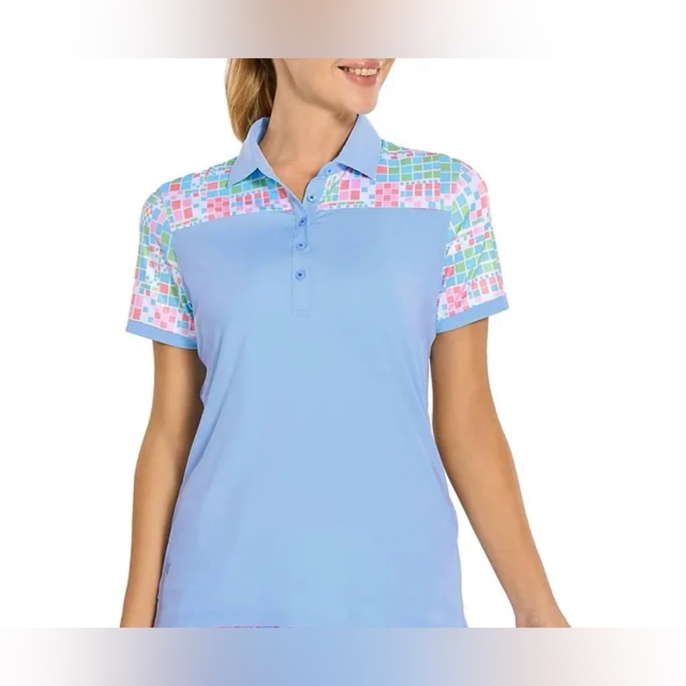 NWT MAELREG Women’s Golf Shirt Regular Fit Moisture Wicking Quick-Dry Printed| L